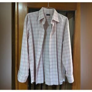 Tom Ford Men's Pink/white button-down dress shirt size 46/18 made in Italy